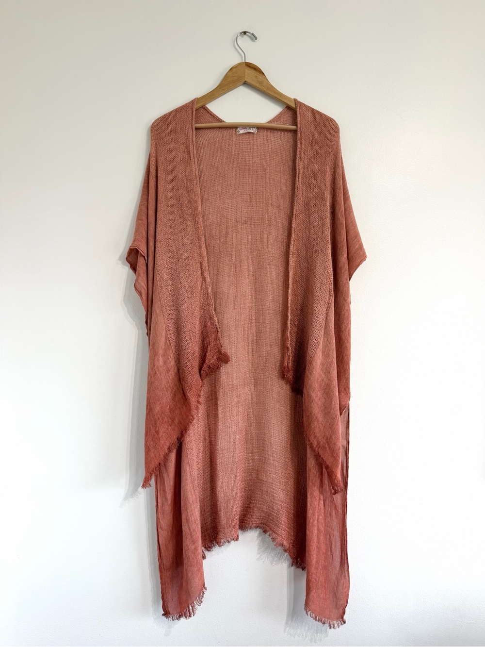 Free People Day Dream Washed Kimono Open-Weave Layering Cardigan terracotta
